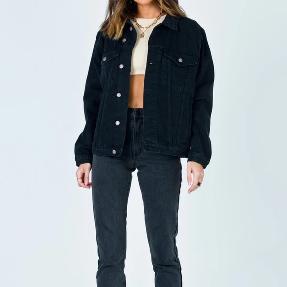 Princess Polly Phoenix Denim Jacket in Black - Picture 4 of 11